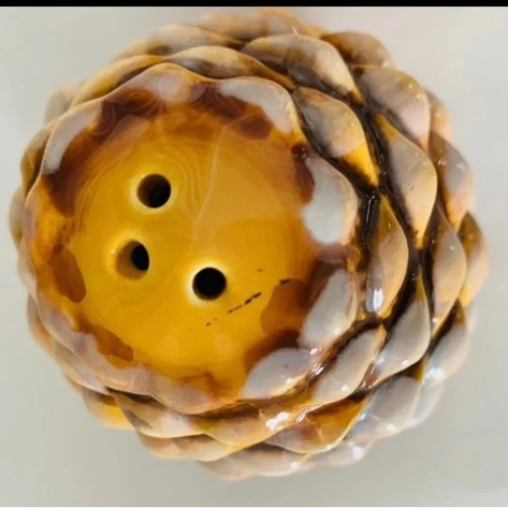 Pine Cone Salt and Pepper Shakers Ceramic Woodland Camp Winter Cottage read*